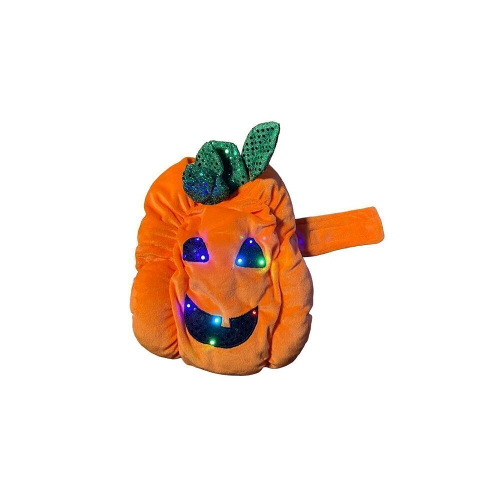 Thrills and chills, dog light up pumpkin coat/orange/size small battery operated